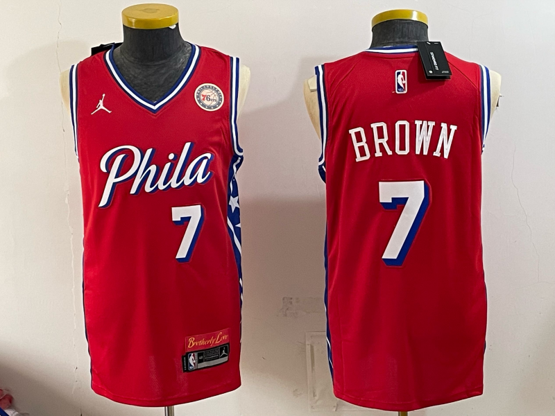Men Philadelphia 76ers #7 Brown red Nike 2026 NBA Jersey 081102->youth mlb jersey->Youth Jersey